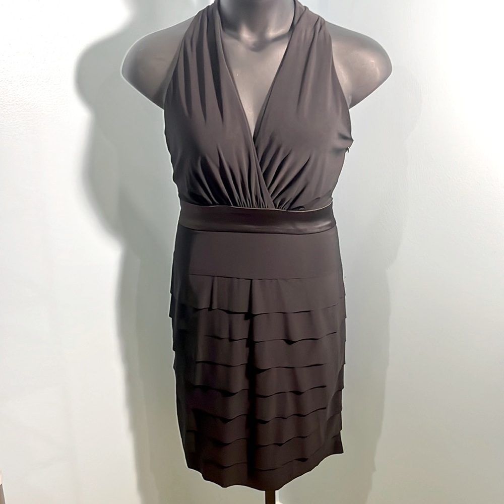 Evan-Picone Black Halter-look Shutter Dress